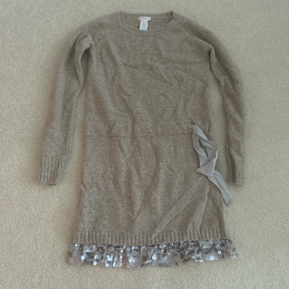 J Crew Crewcuts girls oatmeal sweater dress with sequins size 14 - Picture 1 of 4